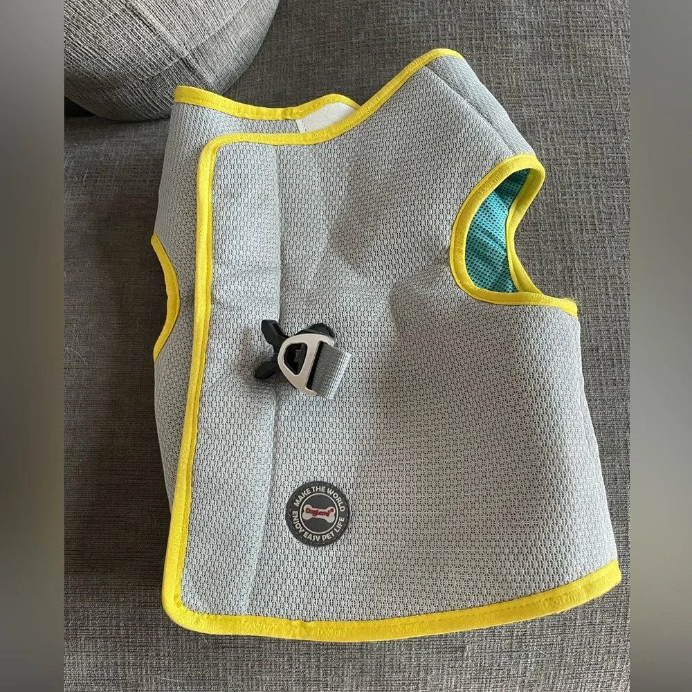 Doglemi Breathable Mesh Dog Harness medium / large Grey Yellow Trim Adjustable